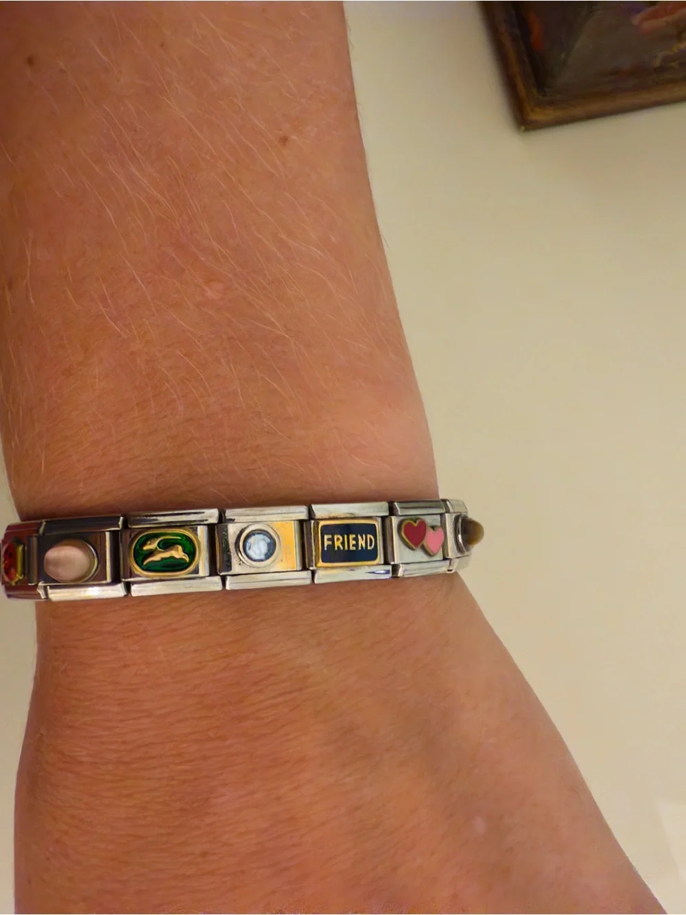 Vintage Lavello Italian Charm Silver Tone Ladies Bracelet Watch with White Dial